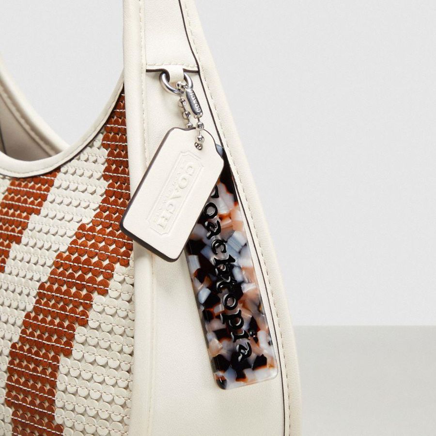 Hobo Bag COACH Ergo In Wavy Stripe Upcrafted Leather With Sequins Feminino Marrom | 85206UJVH