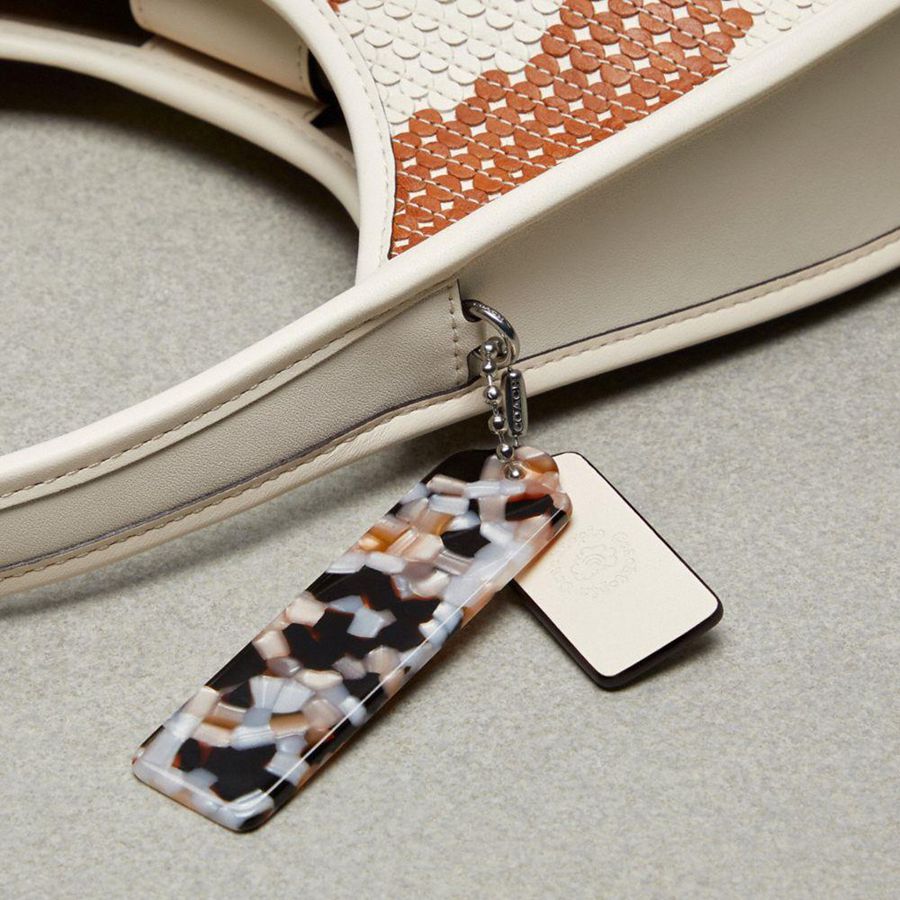 Hobo Bag COACH Ergo In Wavy Stripe Upcrafted Leather With Sequins Feminino Marrom | 85206UJVH