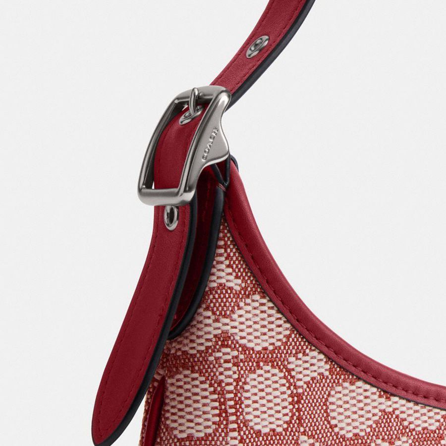 Hobo Bag COACH Hamptons In Signature Textile Jacquard Feminino Vermelhas | 82407LVOB