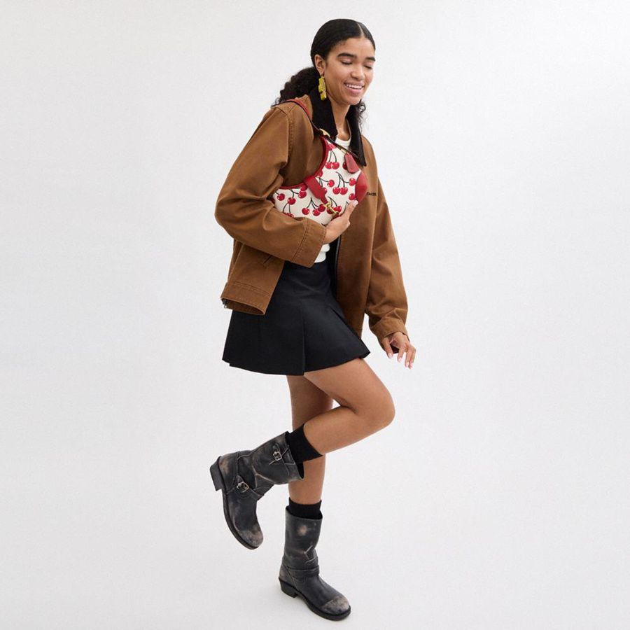 Hobo Bag COACH Hamptons With Cherry Print Feminino Vermelhas | 76125IVMC