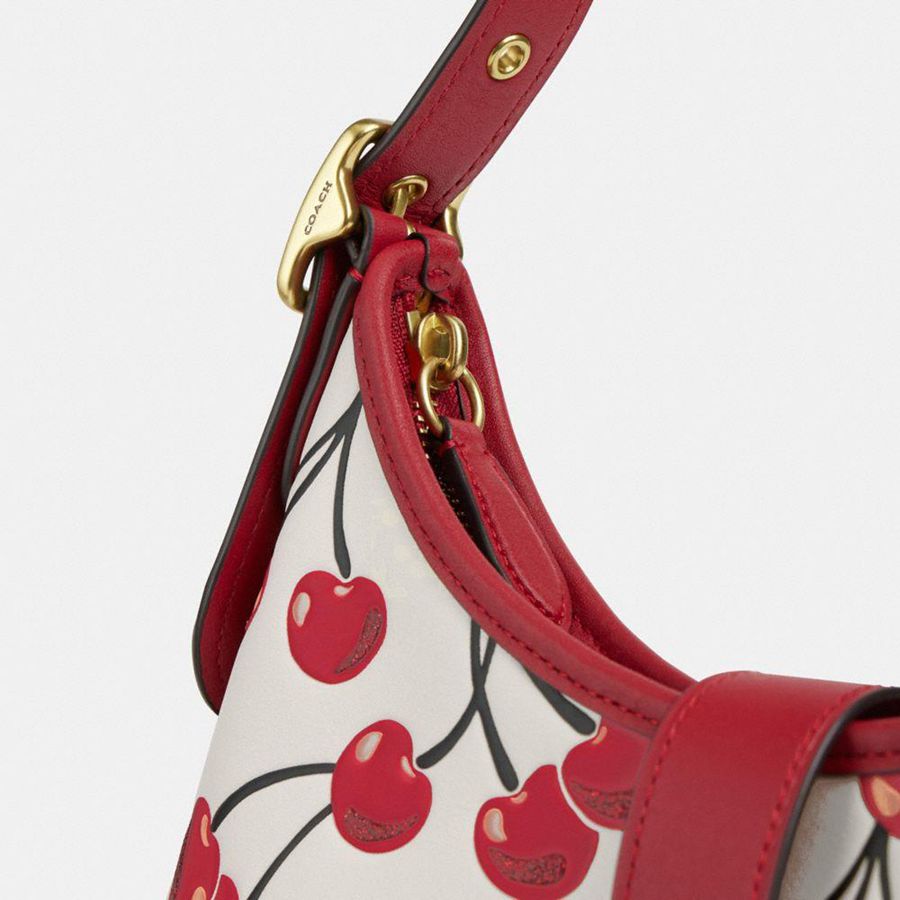 Hobo Bag COACH Hamptons With Cherry Print Feminino Vermelhas | 76125IVMC