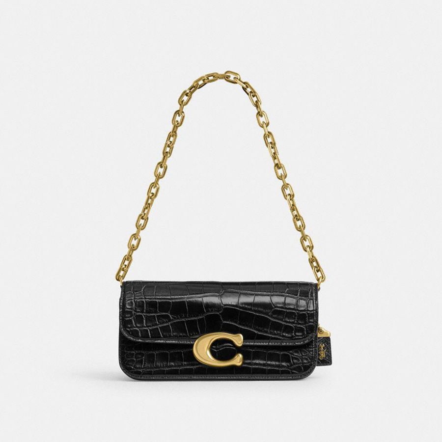 Hobo Bag COACH Idol 23 In Alligator Feminino Pretas | 97621BZDC