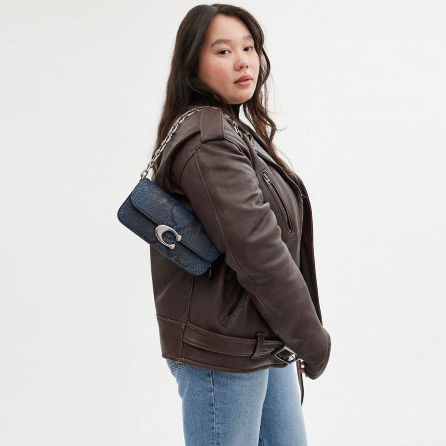 Hobo Bag COACH Idol 23 In Python Feminino Azul Marinho | 69823ZRLY