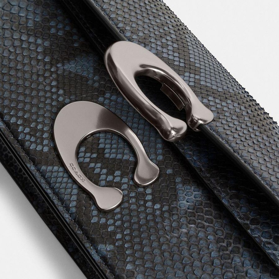 Hobo Bag COACH Idol 23 In Python Feminino Azul Marinho | 69823ZRLY