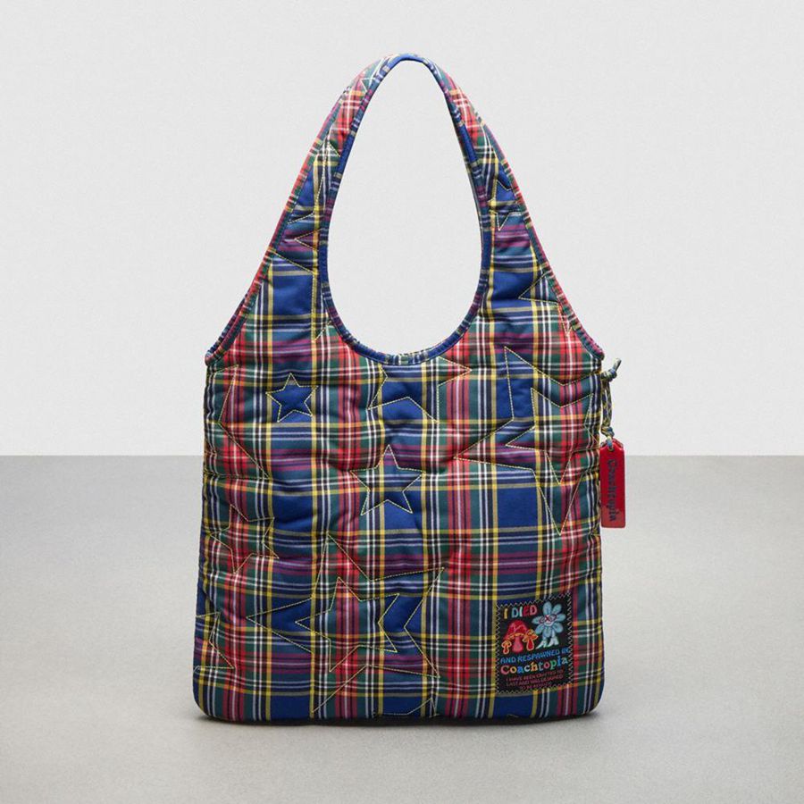Hobo Bag COACH Topia Loop Flat Tote With Plaid Star Quilting Feminino Azuis | 95712DERS