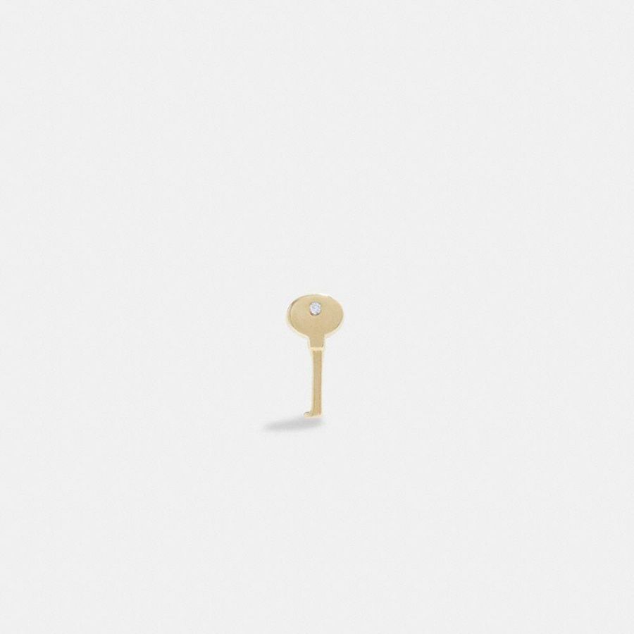 Jóias COACH 14 K Gold Key Single Stud Earring Feminino Douradas | 17698PKAF