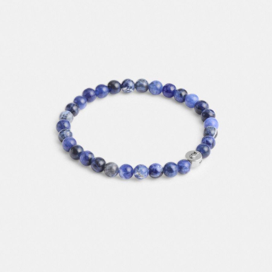 Jóias COACH Blue Sodalite Beaded Bracelet Masculino Azuis | 13546BWSN