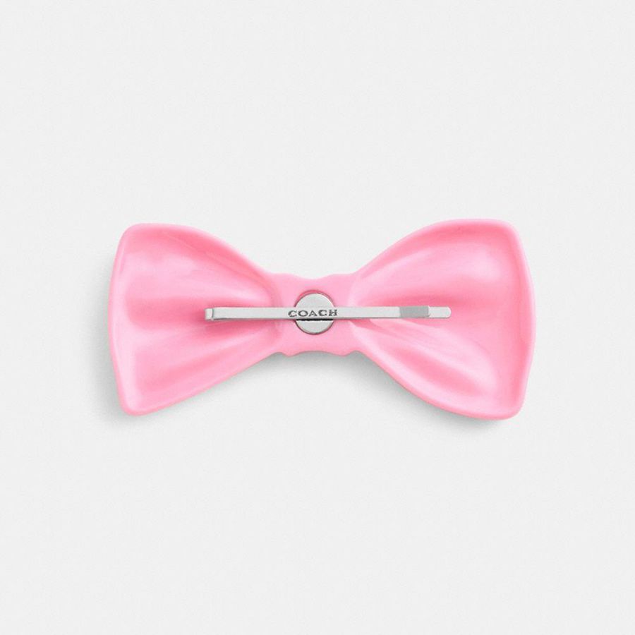 Jóias COACH Bow Barrette Feminino Rosa | 76023DMEH