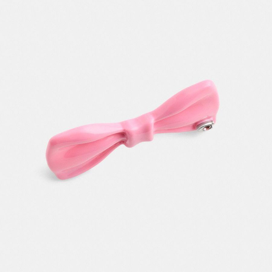 Jóias COACH Bow Barrette Feminino Rosa | 76023DMEH