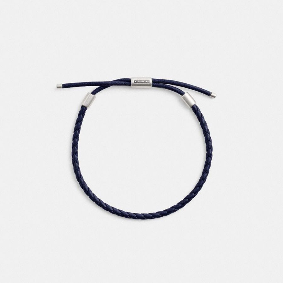 Jóias COACH Braided Leather Bracelet Masculino Azuis | 36107TRFV