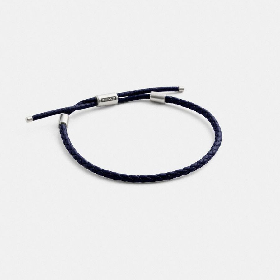 Jóias COACH Braided Leather Bracelet Masculino Azuis | 36107TRFV