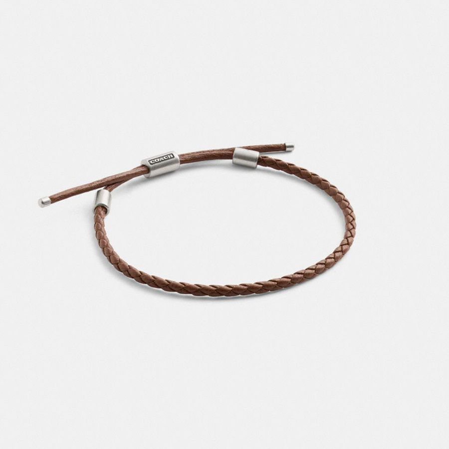 Jóias COACH Braided Leather Bracelet Masculino Marrom | 53687IXWG