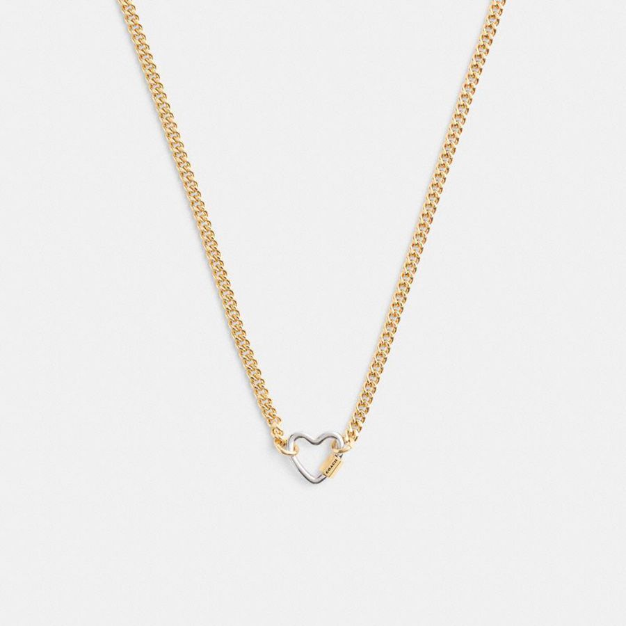 Jóias COACH Carabiner Heart Necklace Feminino Douradas | 59413CUXK