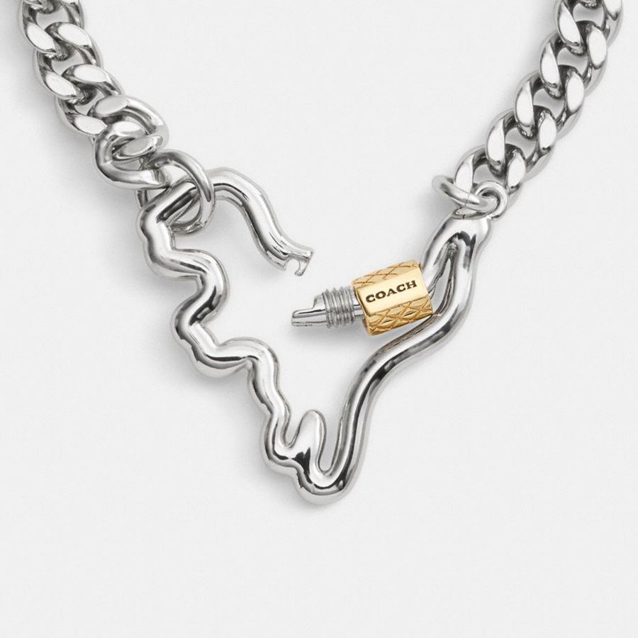 Jóias COACH Carabiner Rexy Curb Chain Bracelet Feminino Prateadas | 26971NPDO