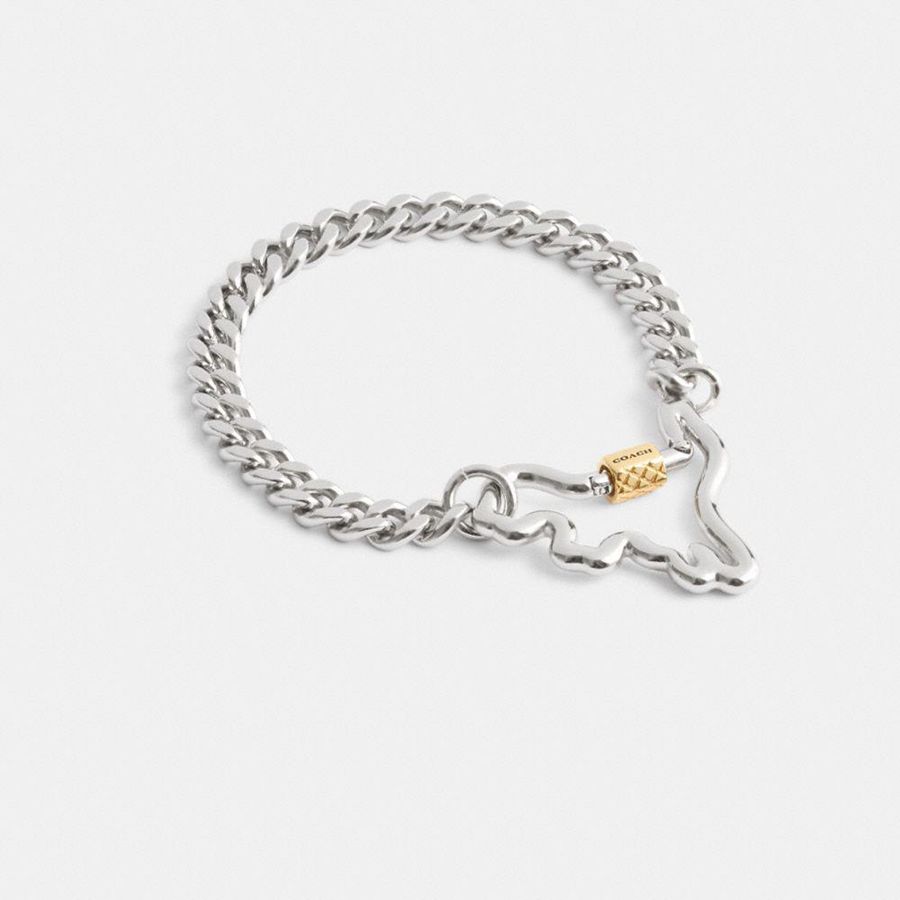 Jóias COACH Carabiner Rexy Curb Chain Bracelet Feminino Prateadas | 26971NPDO