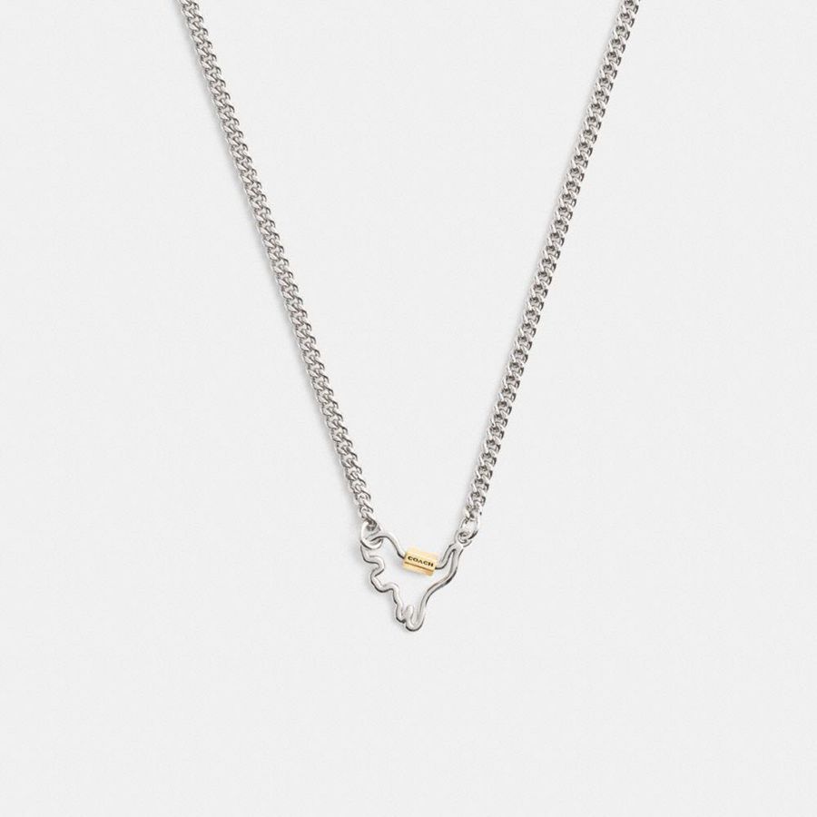 Jóias COACH Carabiner Rexy Necklace Feminino Prateadas | 72391SUTA