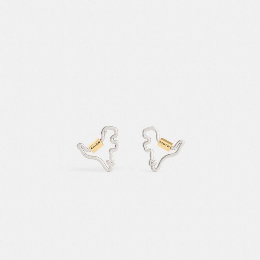 Jóias COACH Carabiner Rexy Stud Earrings Feminino Prateadas | 96134DKQA