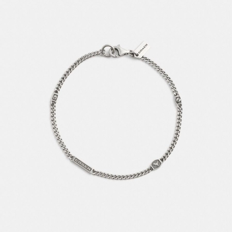 Jóias COACH Hallmark Bracelet Feminino Prateadas | 78210HMDO