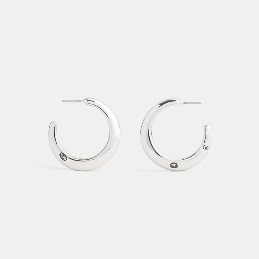 Jóias COACH Hallmark Hoop Earrings Feminino Prateadas | 62473AYFK