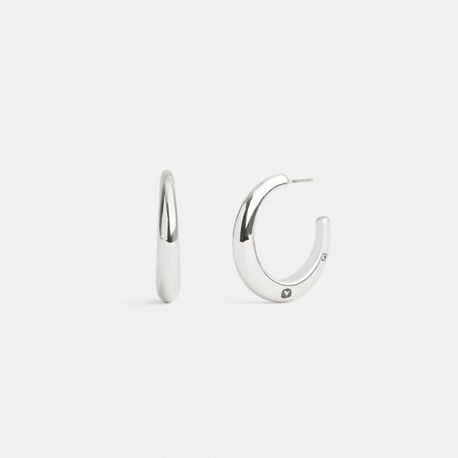 Jóias COACH Hallmark Hoop Earrings Feminino Prateadas | 62473AYFK