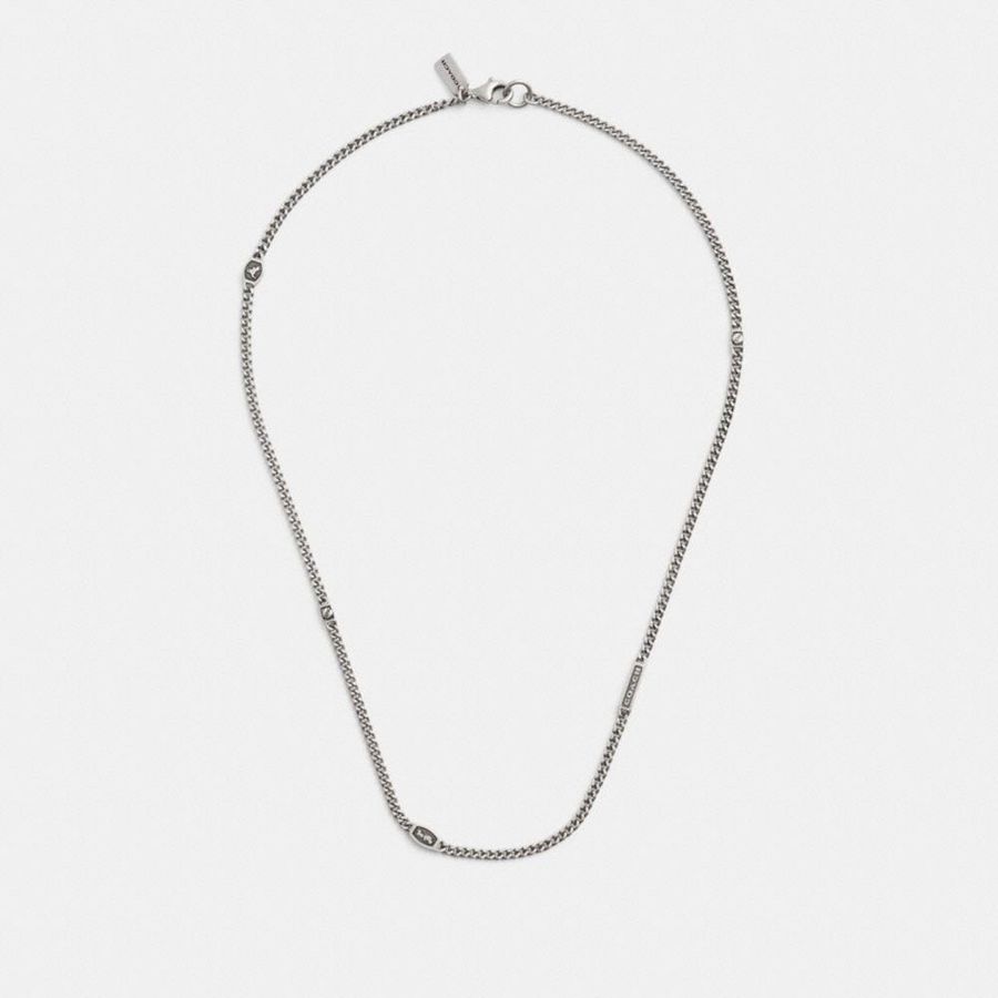 Jóias COACH Hallmark Necklace Feminino Prateadas | 82610KLYR