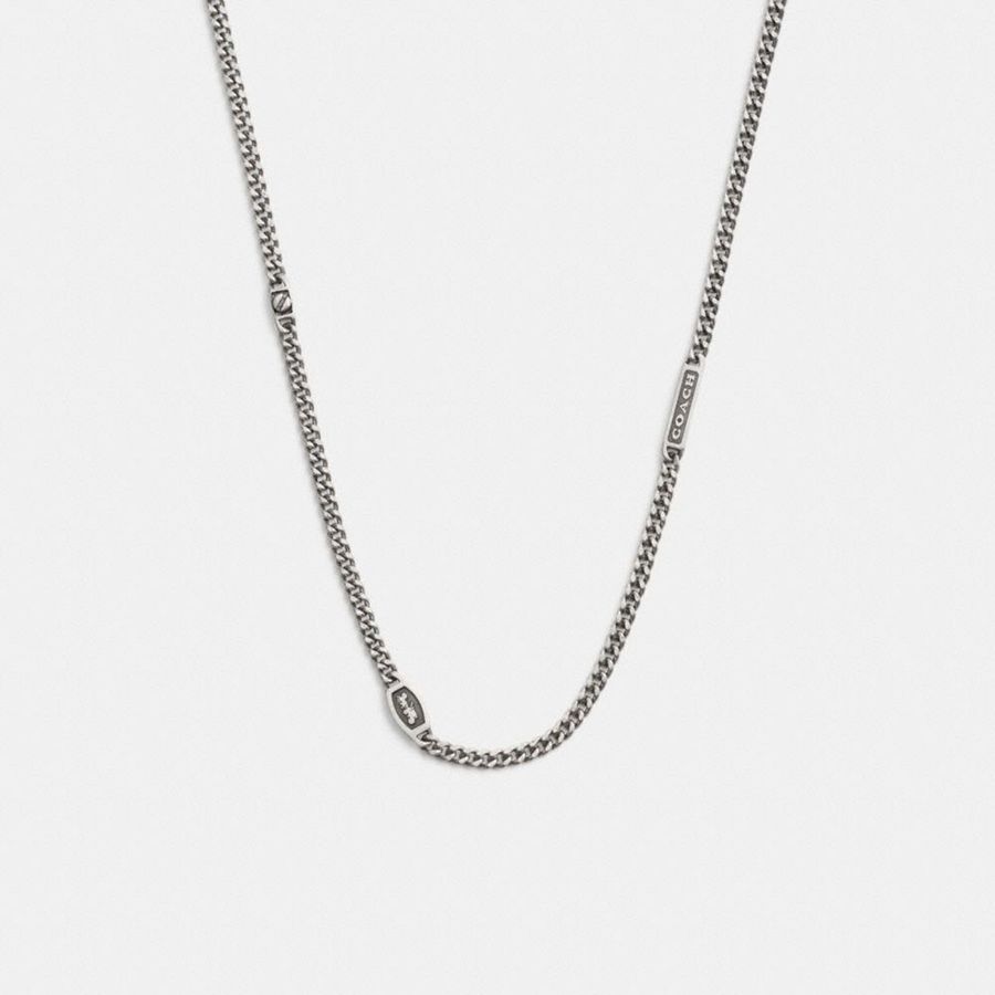 Jóias COACH Hallmark Necklace Feminino Prateadas | 82610KLYR