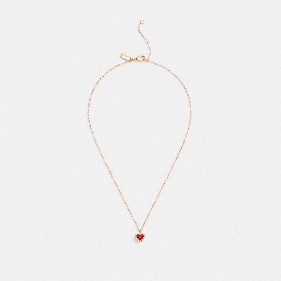 Jóias COACH Halo Heart Pendant Necklace Feminino Douradas | 98564YERQ