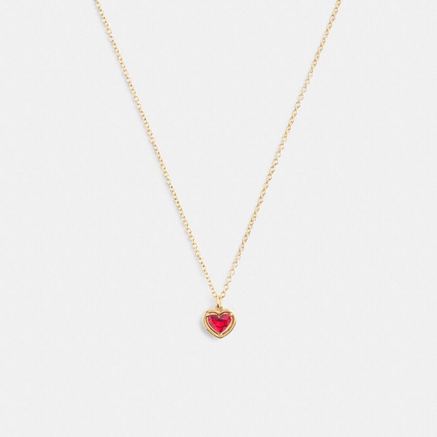 Jóias COACH Halo Heart Pendant Necklace Feminino Douradas | 98564YERQ