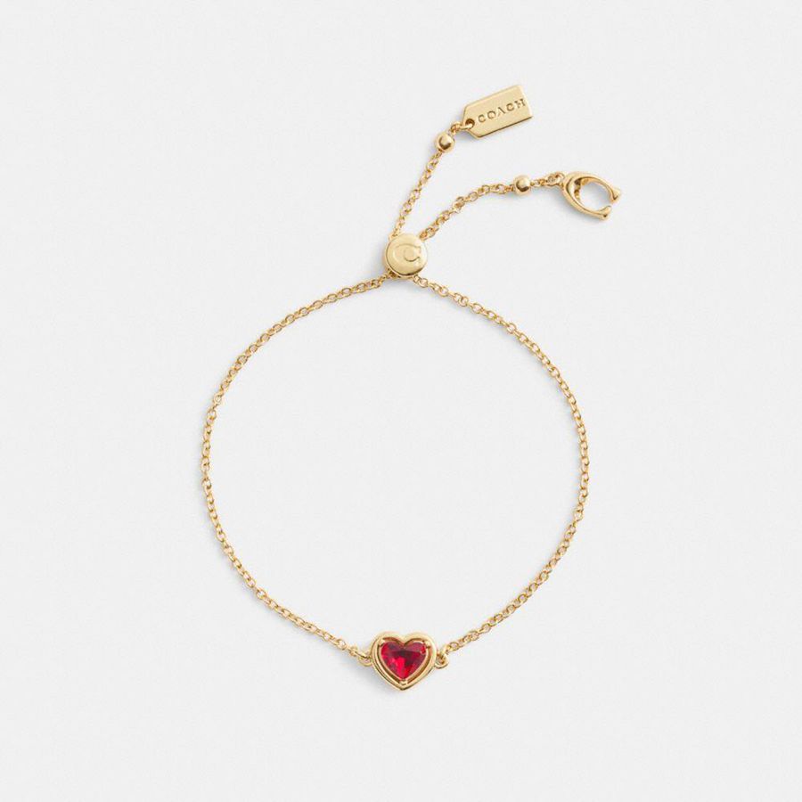 Jóias COACH Halo Heart Slider Bracelet Feminino Douradas | 94576JENA