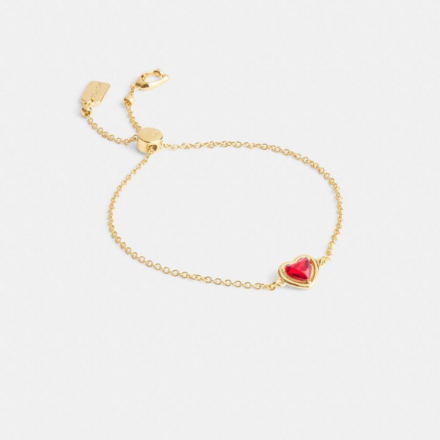 Jóias COACH Halo Heart Slider Bracelet Feminino Douradas | 94576JENA