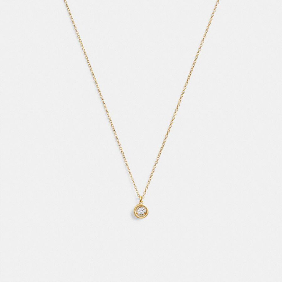Jóias COACH Halo Round Pendant Necklace Feminino Douradas | 03248VJZF