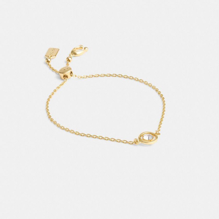 Jóias COACH Halo Round Slider Bracelet Feminino Douradas | 38652JMCO