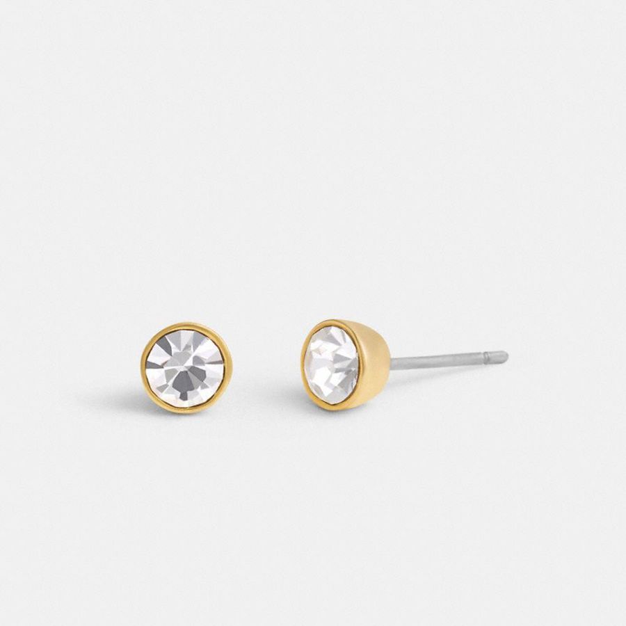 Jóias COACH Halo Round Stud Earrings Feminino Douradas | 92716YRPL