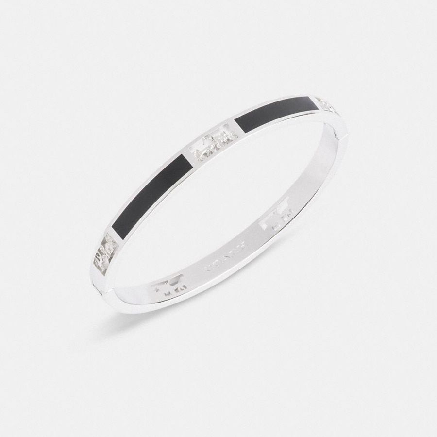 Jóias COACH Horse And Carriage Cut Out Enamel Bangle Feminino Prateadas | 01378HFBU
