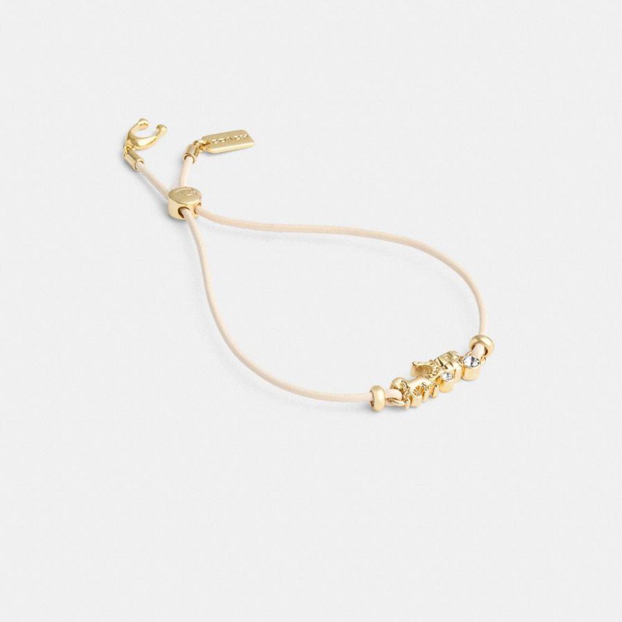 Jóias COACH Horse And Carriage Leather Slider Bracelet Feminino Douradas | 68503BNIY