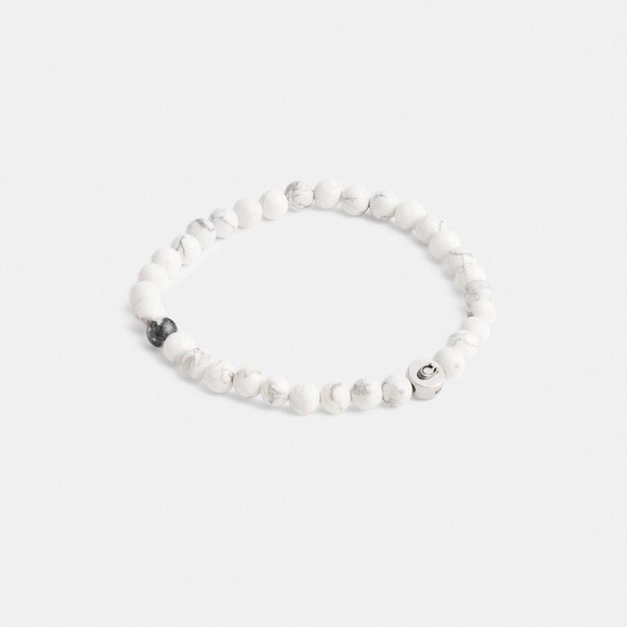 Jóias COACH Howlite Beaded Bracelet Masculino Branco | 60597HTAB