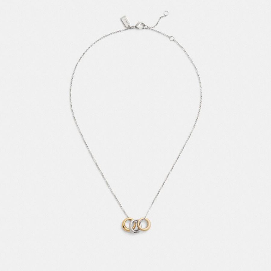Jóias COACH Mixed Metals Rondell Necklace Feminino Prateadas | 09642DIGV