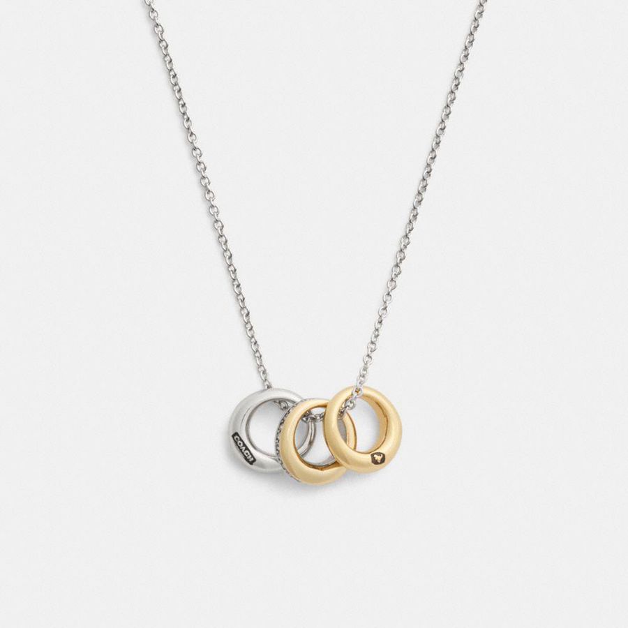 Jóias COACH Mixed Metals Rondell Necklace Feminino Prateadas | 09642DIGV