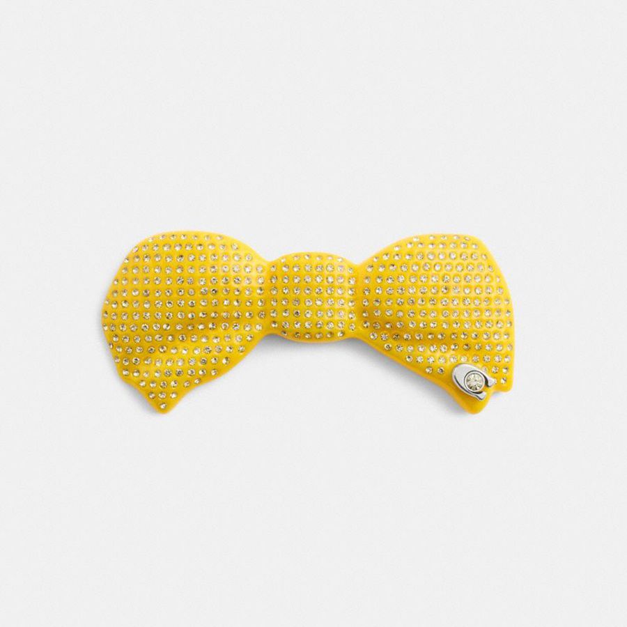 Jóias COACH Pavé Bow Barrette Feminino Amarelas | 37801VIZL