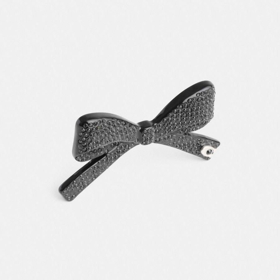Jóias COACH Pavé Bow Barrette Feminino Pretas | 51382EAVW