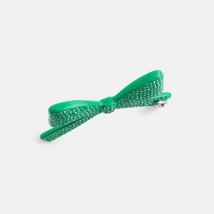 Jóias COACH Pavé Bow Barrette Feminino Verdes | 26895LGIH