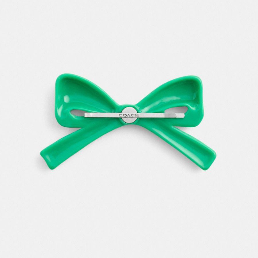 Jóias COACH Pavé Bow Barrette Feminino Verdes | 26895LGIH