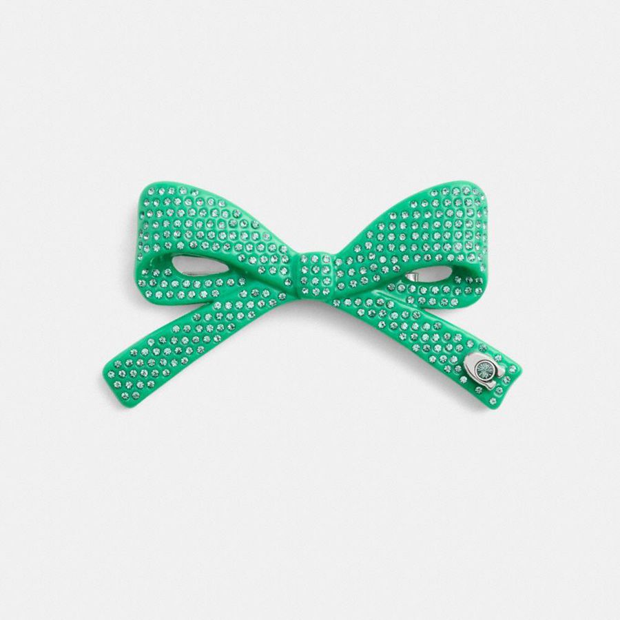 Jóias COACH Pavé Bow Barrette Feminino Verdes | 26895LGIH