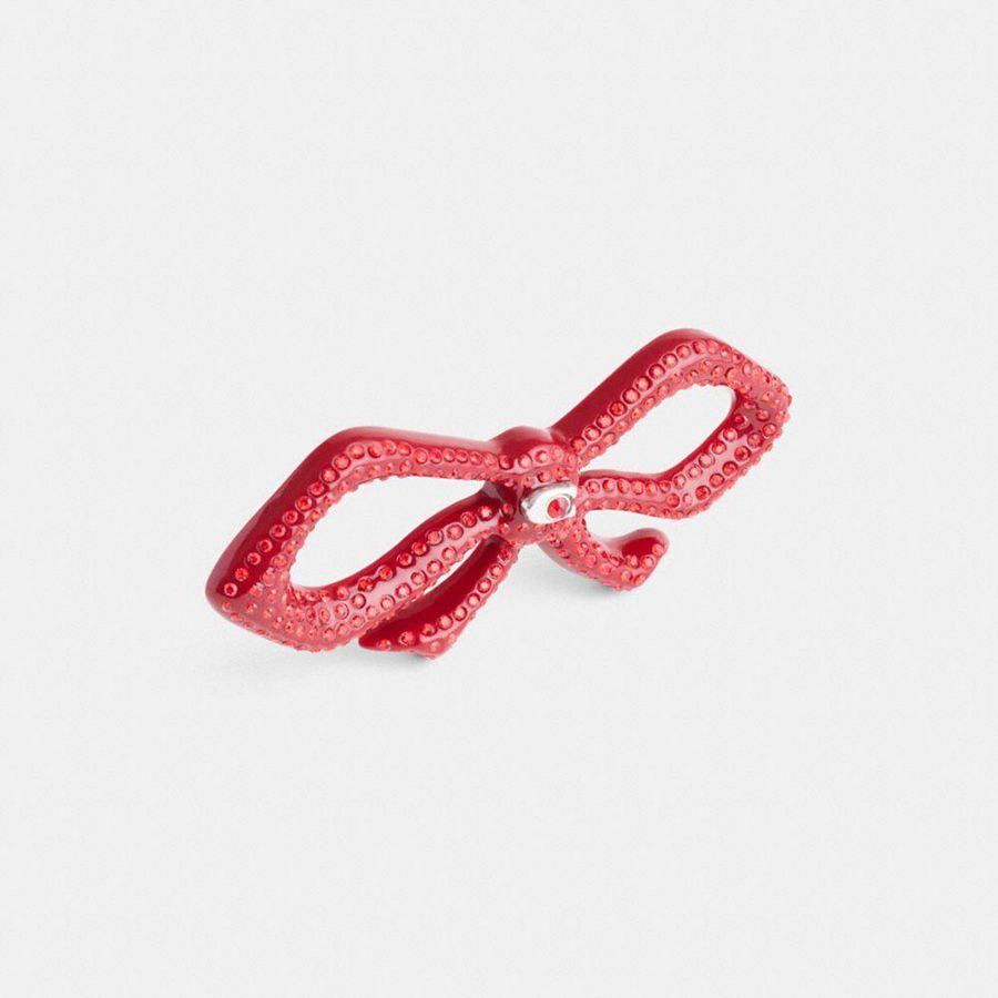 Jóias COACH Pavé Bow Barrette Feminino Vermelhas | 05678BKQE