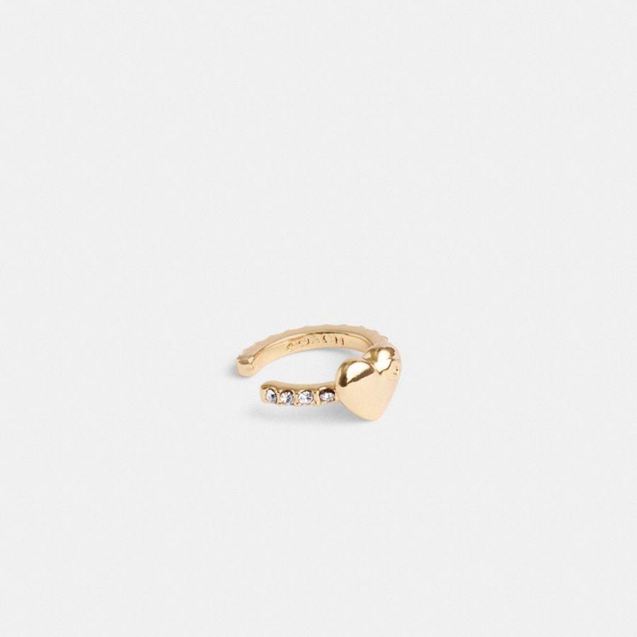 Jóias COACH Pavé Heart Ear Cuff Feminino Douradas | 96853VBIG