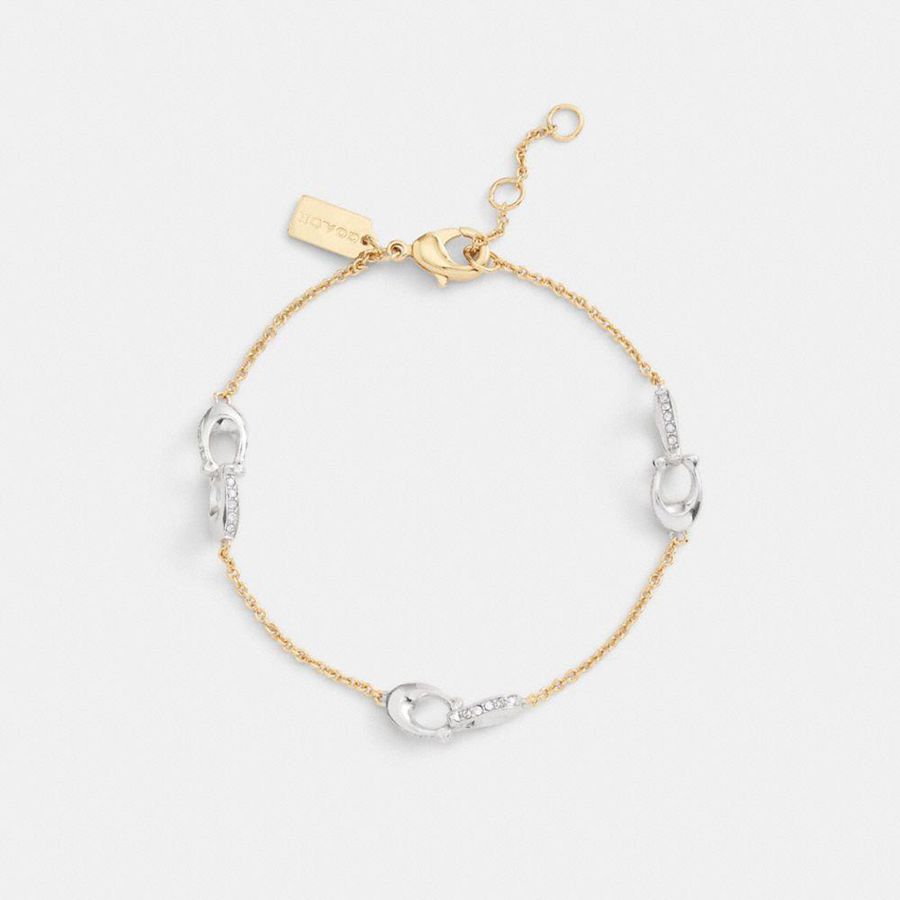 Jóias COACH Pavé Signature Chain Bracelet Feminino Douradas | 69385SAVR