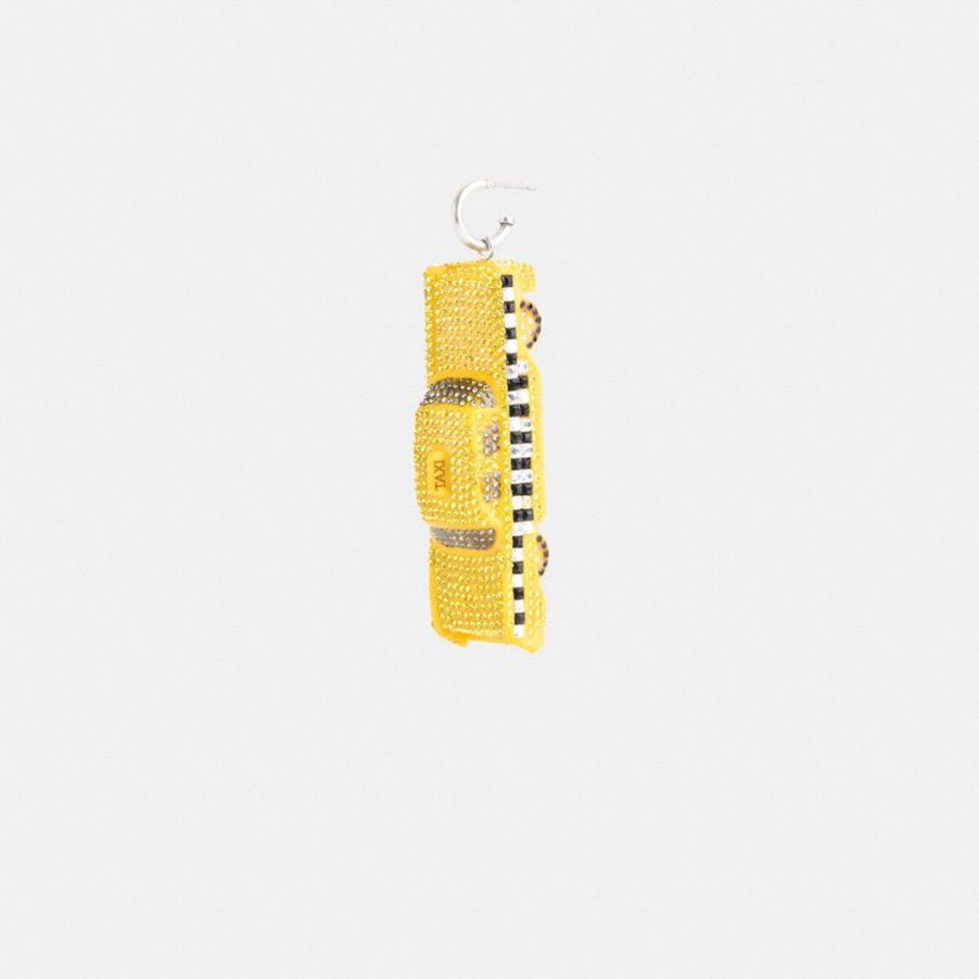 Jóias COACH Pavé Taxi Cab Single Earring Feminino Amarelas | 21354XWLI