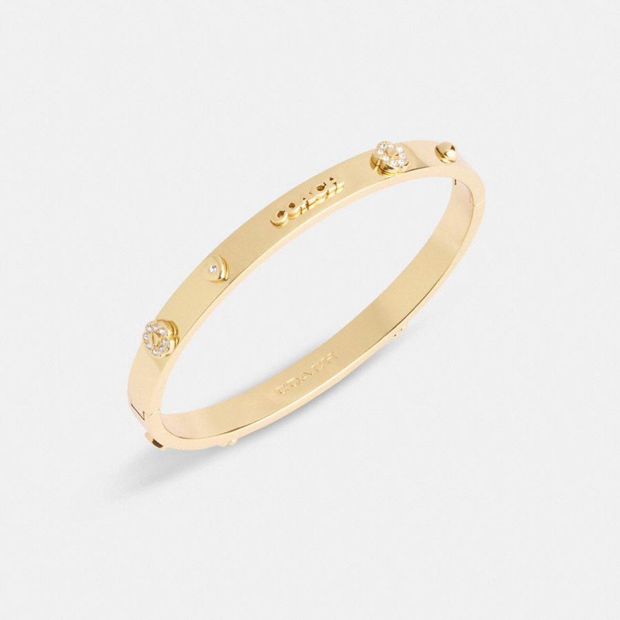 Jóias COACH Pegged Hinged Bangle Feminino Douradas | 05726SUIV