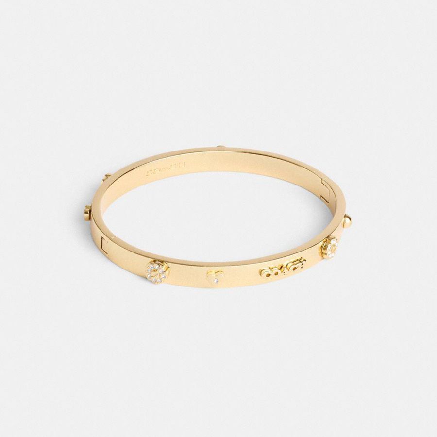 Jóias COACH Pegged Hinged Bangle Feminino Douradas | 05726SUIV