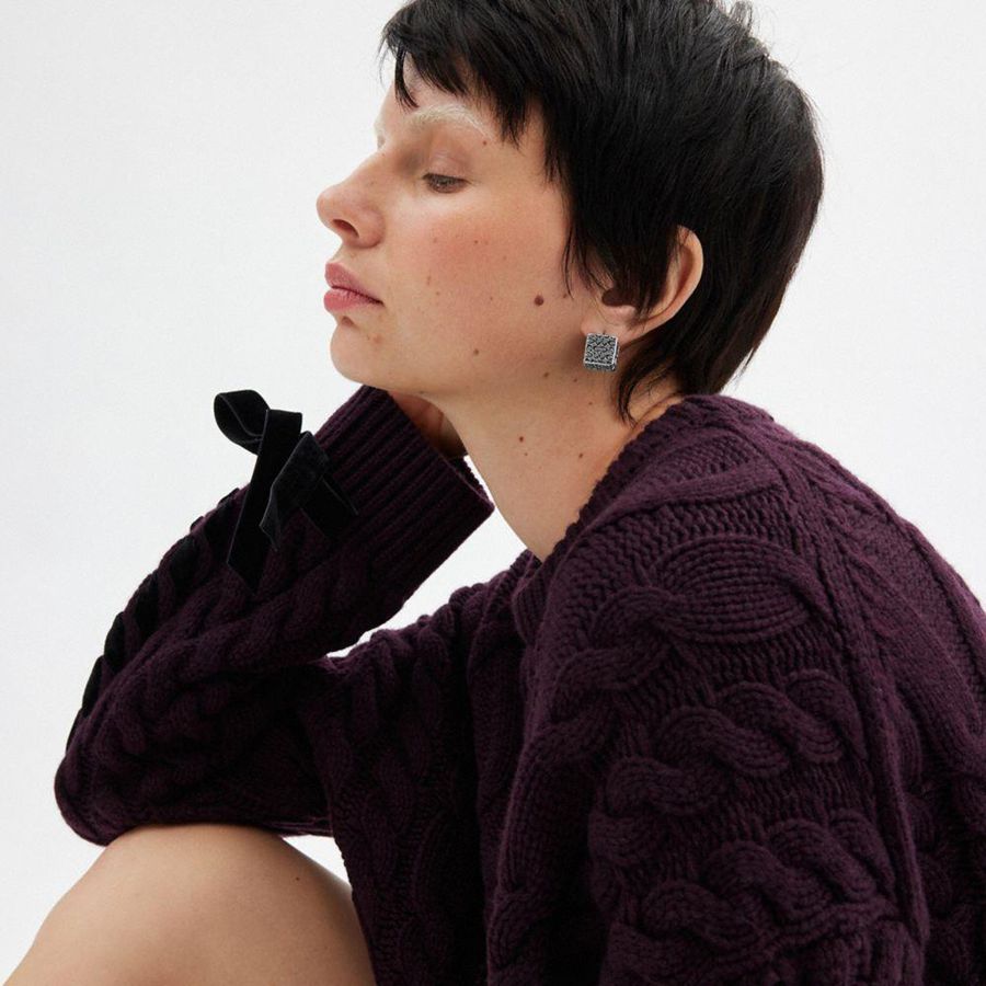 Jóias COACH Quilted Cube Earrings Feminino Prateadas | 45187TZCB